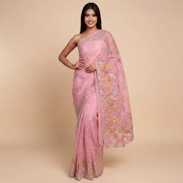 Pink_Organza_Premium_Saree_For_Women
