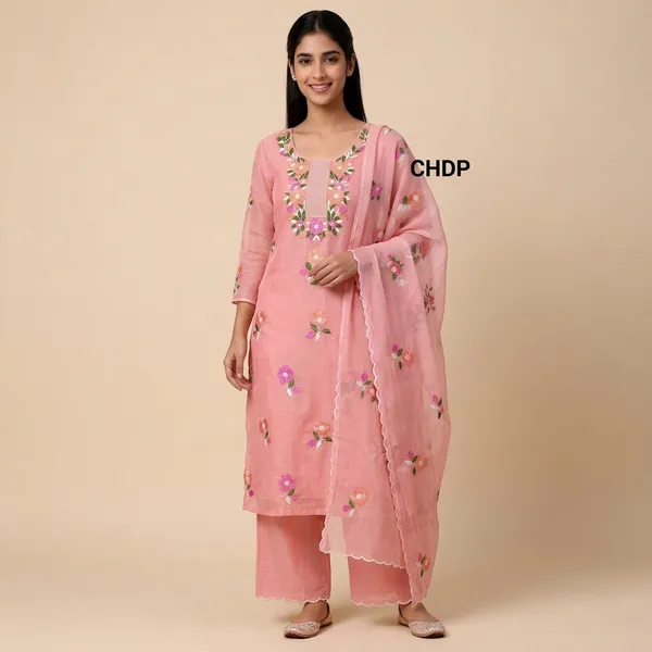 Pink_Georgette_Premium_Unstitched_Suit_Set_For_Women