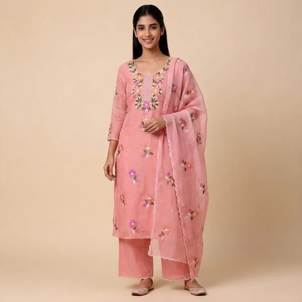 Pink_Georgette_Premium_Unstitched_Suit_Set_For_Women