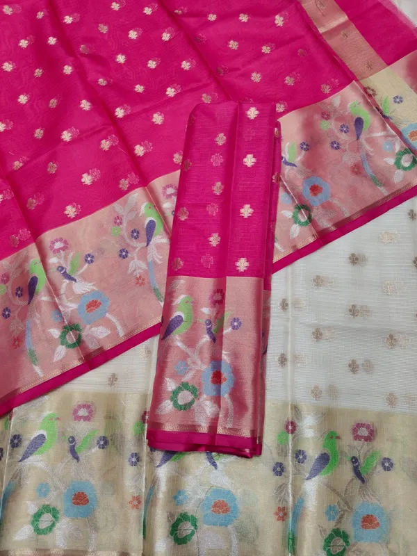 White_Kota_Soft_Silk_Heavy_Border_3Pc_Weaving_Lehenga_Set_For_Women