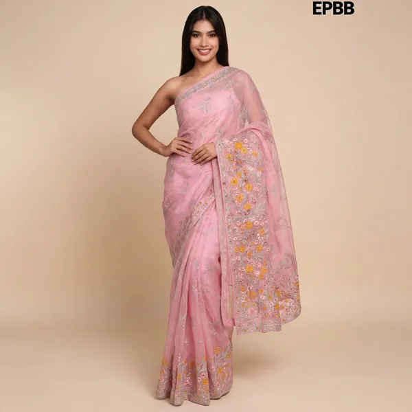 Pink_Organza_Premium_Saree_For_Women