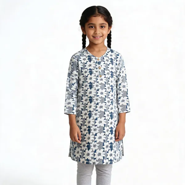 Grey_Cotton_Straight_Floral_Print_Kurti_For_Girls