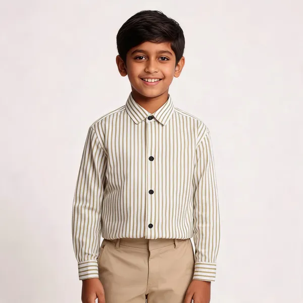 White_And_Olive_Cotton_Striped_Shirt_For_Boys