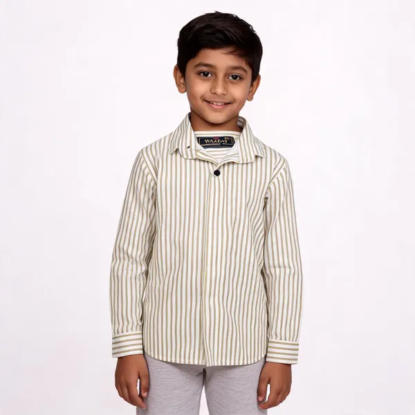 White_And_Olive_Cotton_Striped_Shirt_For_Boys