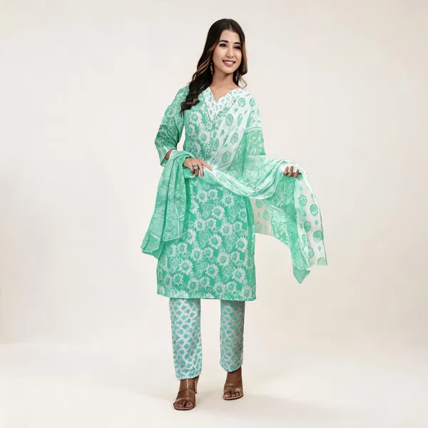 Mint_Green_Cotton_Straight_Floral_Kurta_Dupatta_Set_For_Women