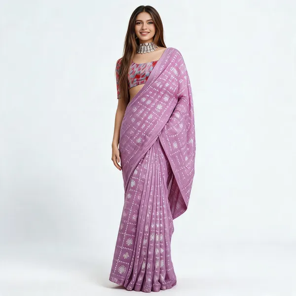Lavender_Silk_Floral_Print_Saree_For_Women
