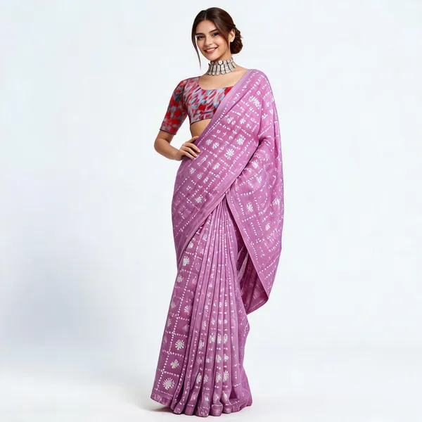 Lavender_Silk_Floral_Print_Saree_For_Women