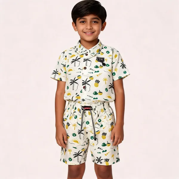 Cream_Cotton_Relaxed_Tropical_Shirt_&_Shorts_Set_For_Boys