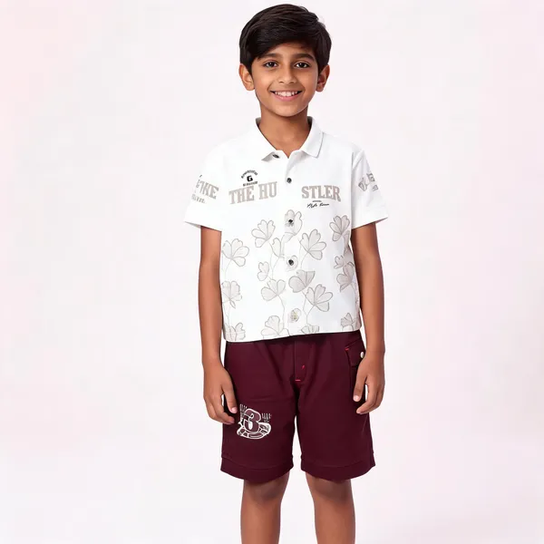 Maroon_White_Cotton_Relaxed_T-Shirt_And_Shorts_Set_For_Boys