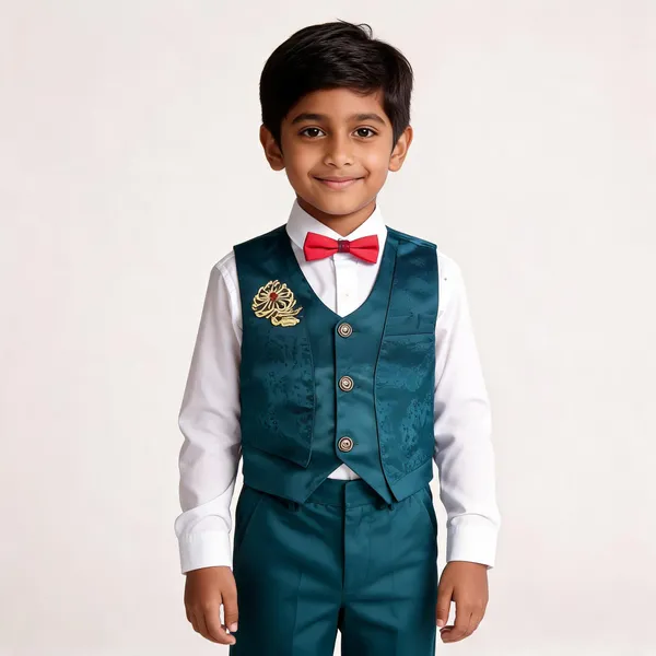 Teal_Cotton_Sleeveless_Waistcoat_Set_For_Boys
