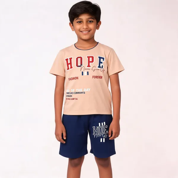 White_And_Navy_Cotton_Graphic_T-Shirt_And_Shorts_Set_For_Boys