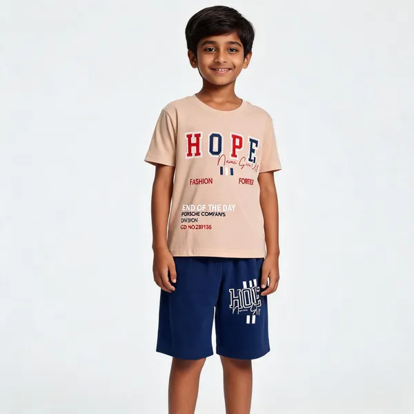 White_And_Navy_Cotton_Graphic_T-Shirt_And_Shorts_Set_For_Boys