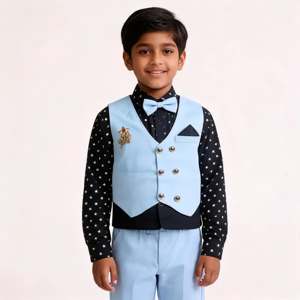 White_And_Black_Cotton_Formal_Waistcoat_Set_For_Boys