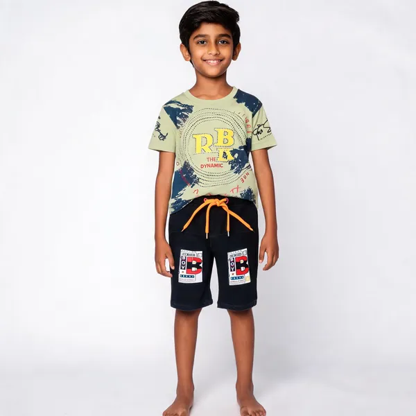 Multicolor_And_Black_Cotton_Graphic_T-Shirt_And_Shorts_Set_For_Boys