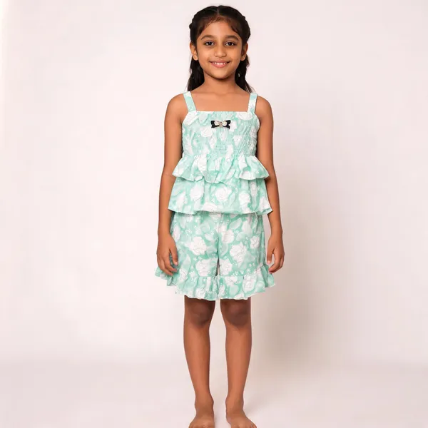 Mint_Mesh_Floral_Sleeveless_Romper_For_Girls