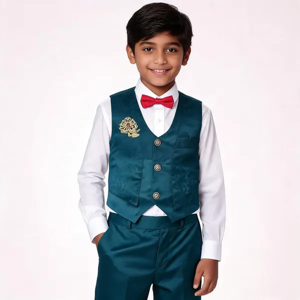Teal_Cotton_Formal_Waistcoat_Set_For_Boys