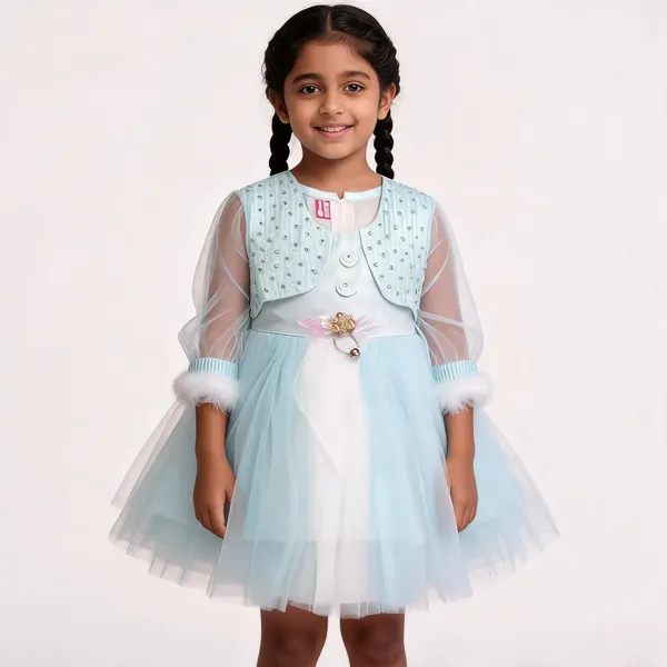 Light_Blue_Mesh_Puff_Sleeve_Party_Dress_For_Girls