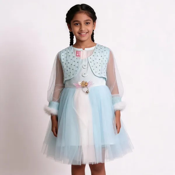 Light_Blue_Mesh_Puff_Sleeve_Party_Dress_For_Girls