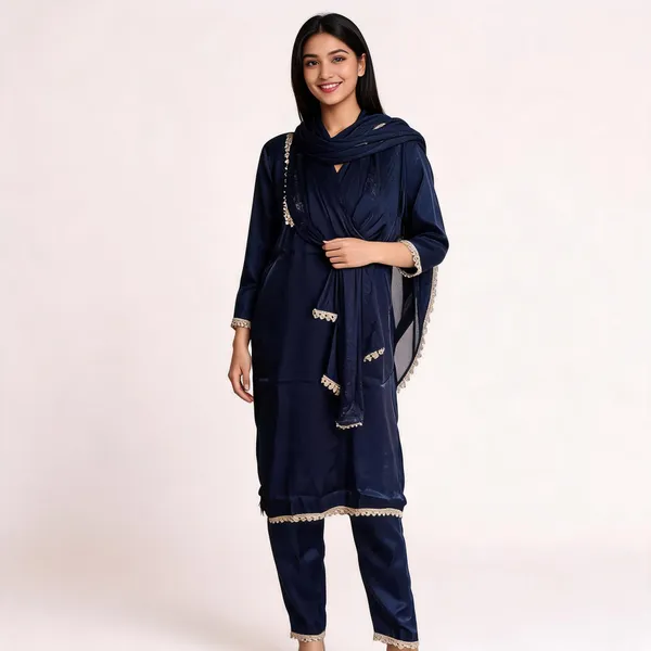 Navy_Silk_Straight_Kurta_Suit_Set_For_Women