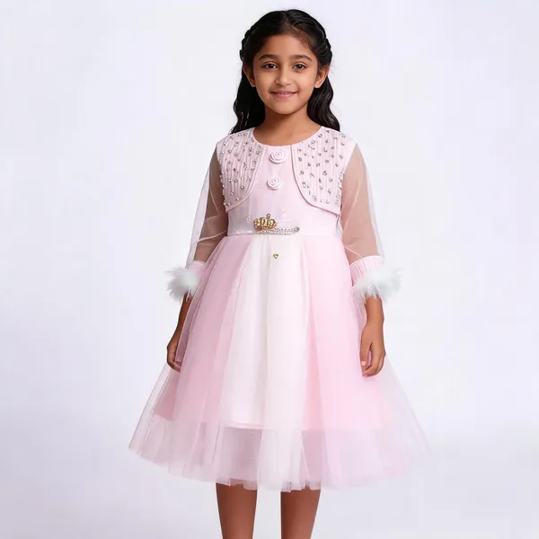 Pink_Mesh_Flared_Party_Dress_For_Girls