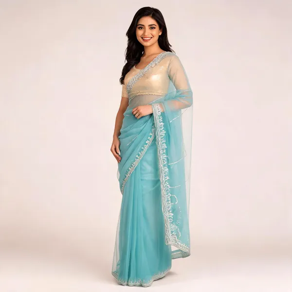 Aqua_Net_Embellished_Saree_For_Women