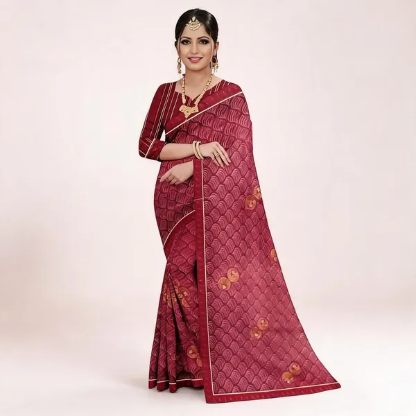 Maroon_Silk_Wave_Print_Saree_For_Women