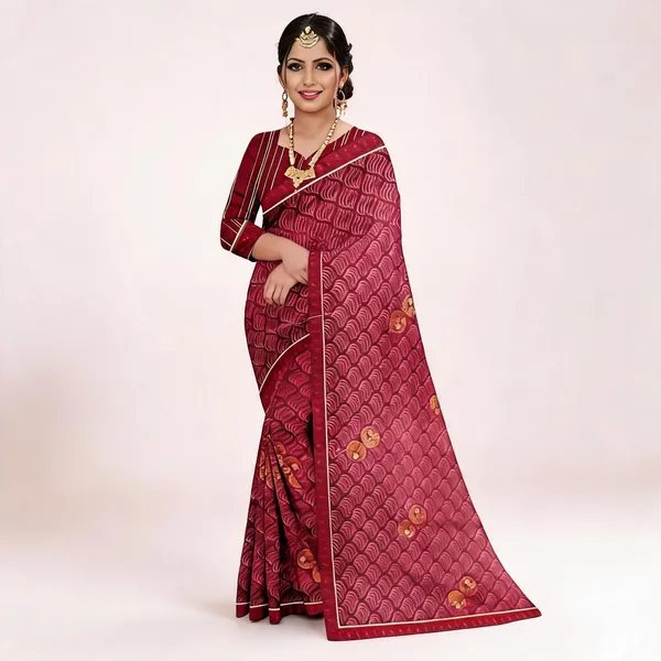 Maroon_Silk_Wave_Print_Saree_For_Women