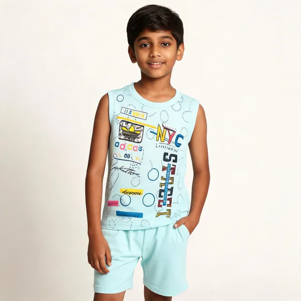 Mint_Cotton_Graphic_Top_And_Shorts_Set_For_Boys
