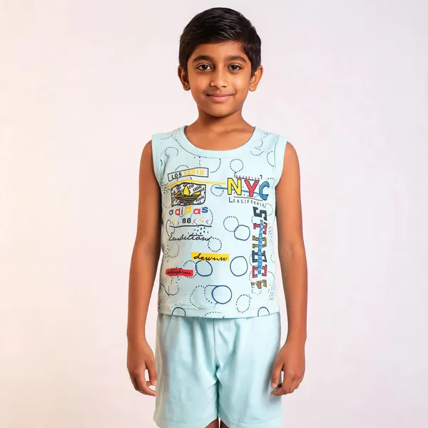 Mint_Cotton_Graphic_Top_And_Shorts_Set_For_Boys