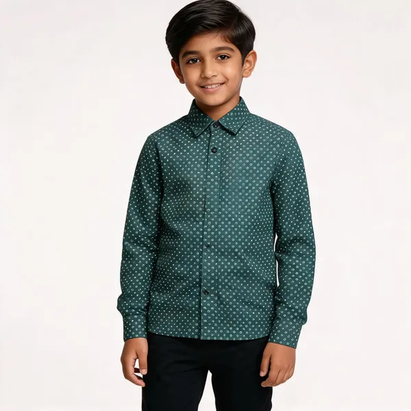 Teal_Cotton_Full-Sleeve_Shirt_For_Boys