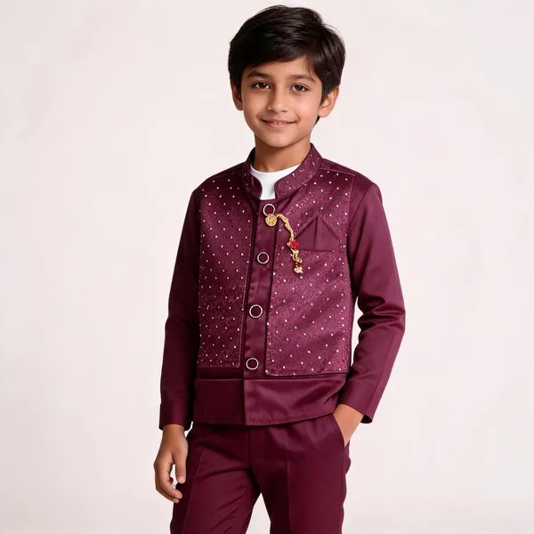 Maroon_Cotton_Straight_Fit_Waistcoat_Set_For_Boys