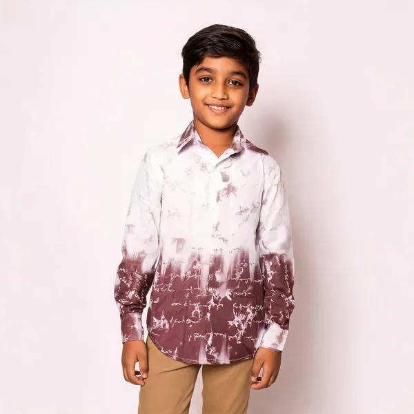 White_And_Brown_Cotton_Full_Sleeve_Shirt_For_Boys