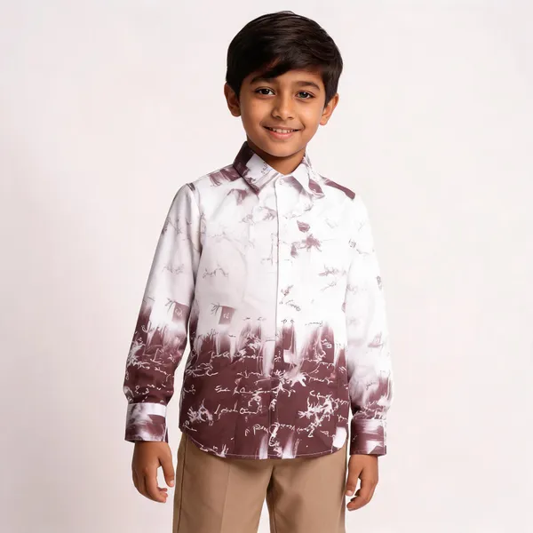 White_And_Brown_Cotton_Full_Sleeve_Shirt_For_Boys