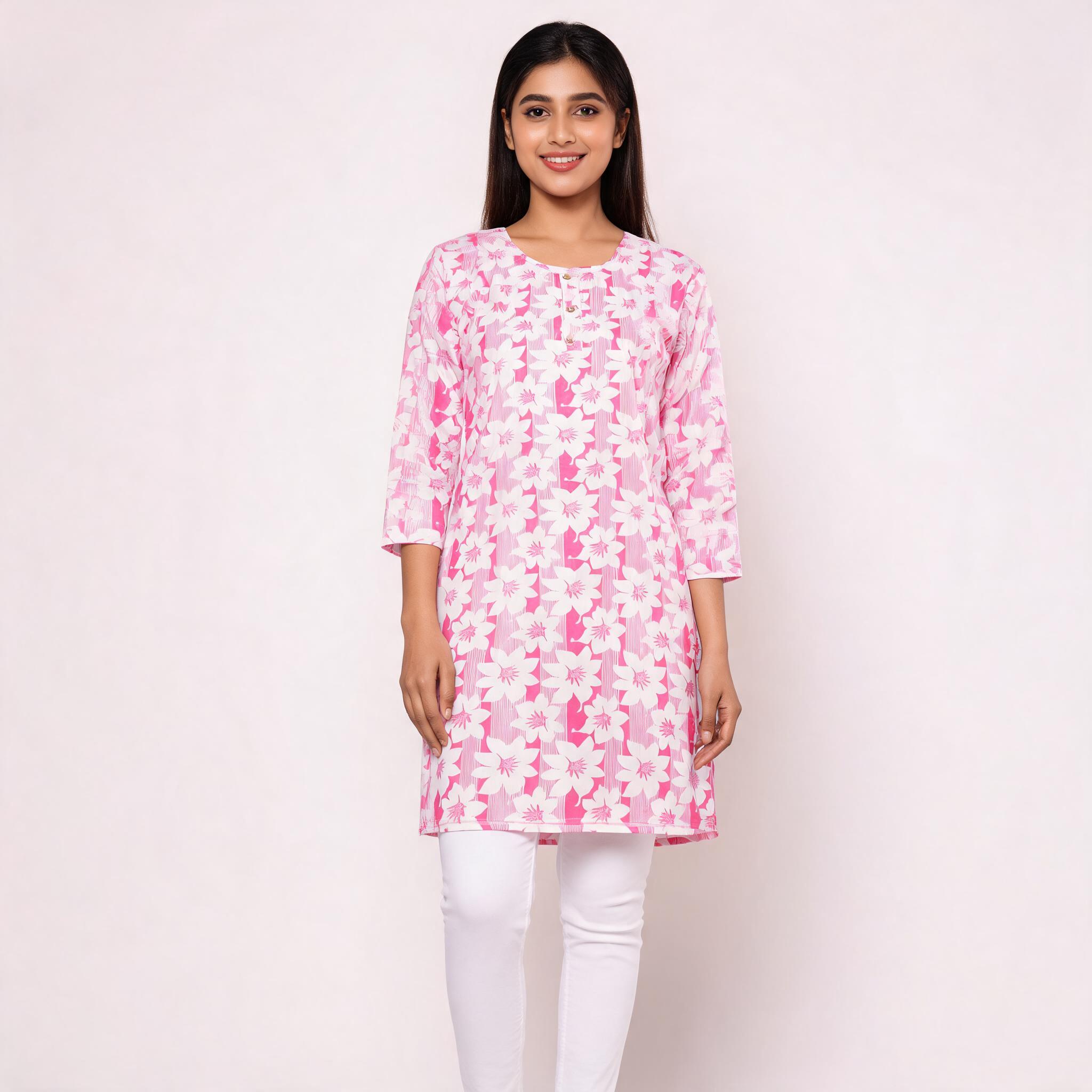 Pink_Cotton_Straight_Floral_Print_Nightdress_For_Women