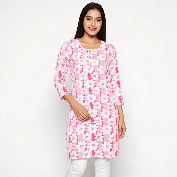 Pink_Cotton_Straight_Floral_Print_Nightdress_For_Women