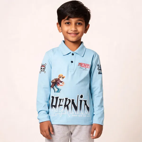 Light_Blue_Cotton_Relaxed_Fit_Long_Sleeve_Polo_T-Shirt_For_Boys