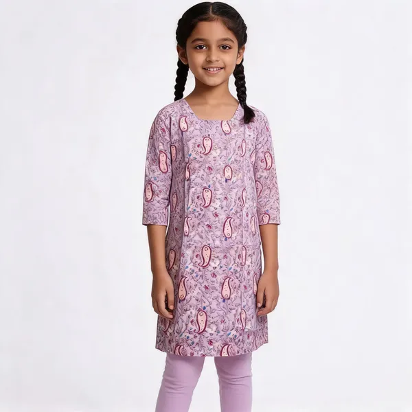 Pink_Cotton_Straight_Paisley_Floral_Kurta_For_Girls