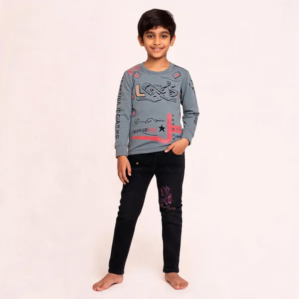 Grey_And_Black_Cotton_Printed_T-Shirt_Jeans_Set_For_Kids