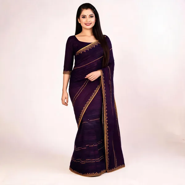 Purple_Silk_Golden_Border_Saree_For_Women