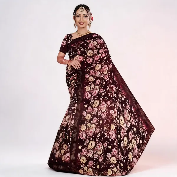 Maroon_Georgette_Floral_Printed_Saree_For_Women