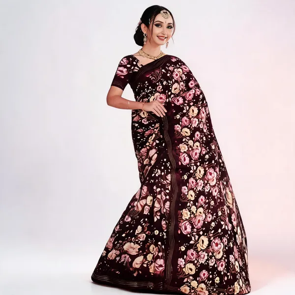 Maroon_Georgette_Floral_Printed_Saree_For_Women