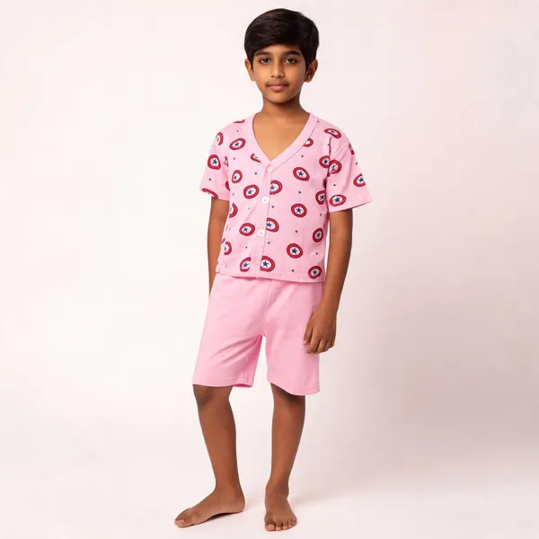 Pink_Cotton_Printed_Top_And_Shorts_Set_For_Boys