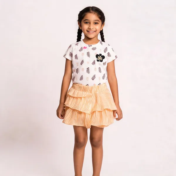 White_Mesh_Tiered_Top_And_Skirt_Set_For_Girls
