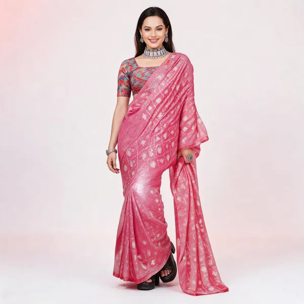 Pink_Silk_Floral_Printed_Saree_For_Women