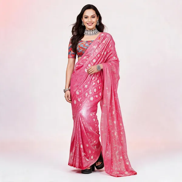 Pink_Silk_Floral_Printed_Saree_For_Women