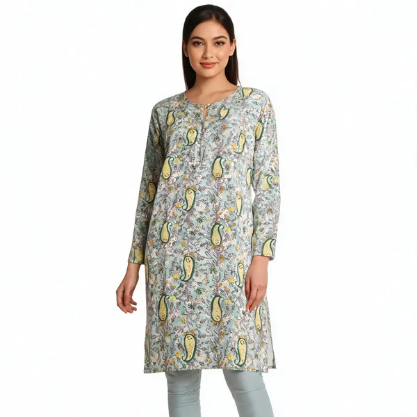 Grey_Cotton_Straight_Paisley_Print_Kurti_For_Women