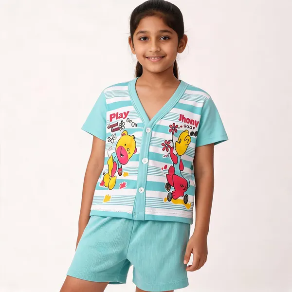 Mint_Cotton_Printed_T-Shirt_Shorts_Set_For_Kids