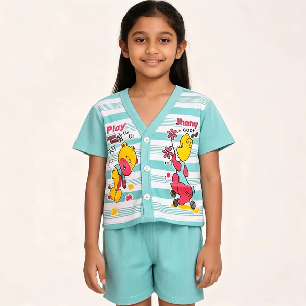 Mint_Cotton_Printed_T-Shirt_Shorts_Set_For_Kids