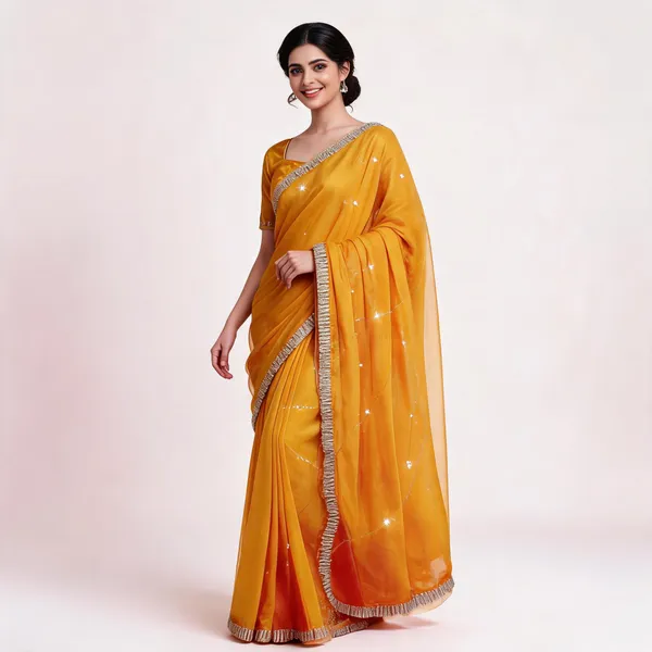 Yellow_Georgette_Printed_Saree_For_Women