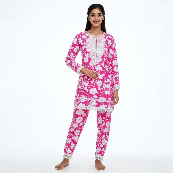 Pink_Cotton_Floral_Print_Kurta_Set_For_Women